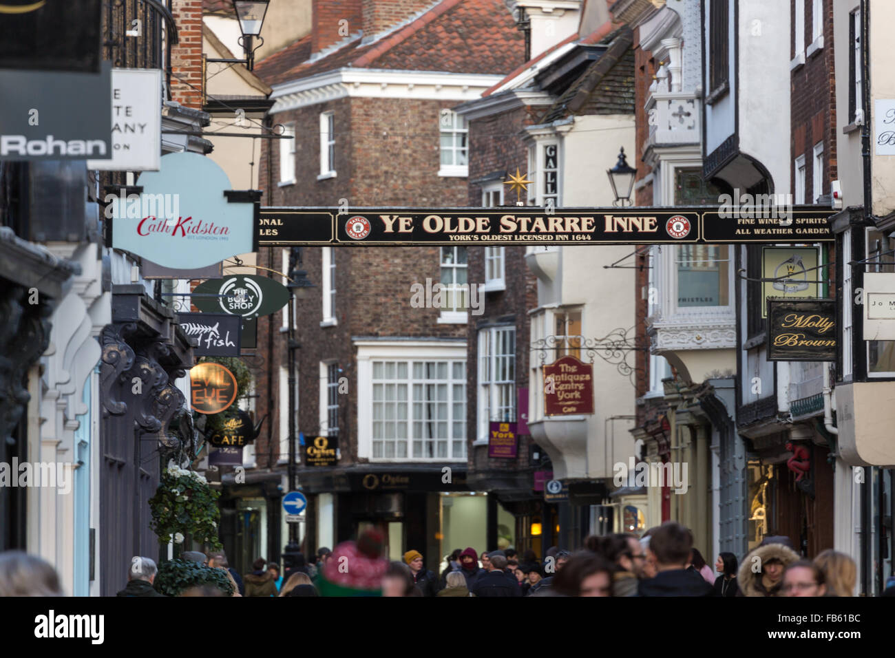 Shoppers in York City Centre, Stonegate Stock Photo Alamy