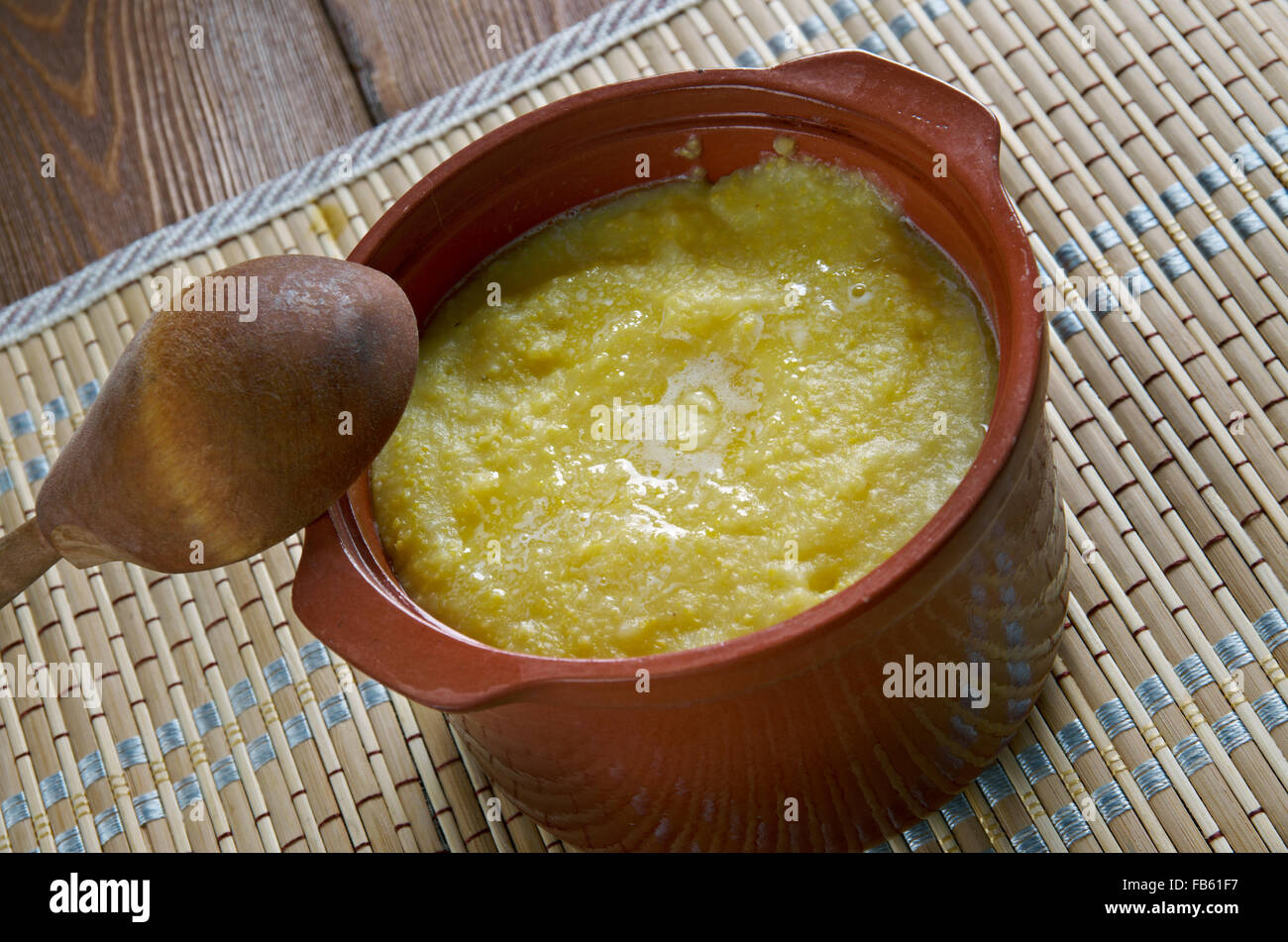 Cornmeal Pap African porridge soft polenta.In Botswana Stock Photo Alamy