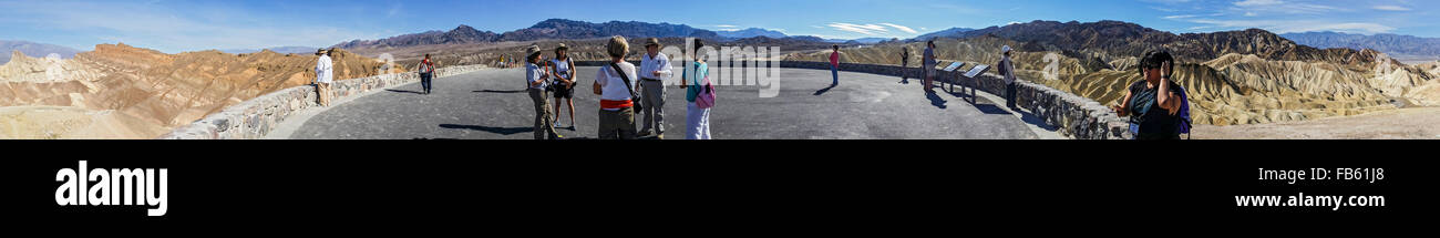 Panoramic view of Death Valley's famous Zabriskie Point. Stock Photo