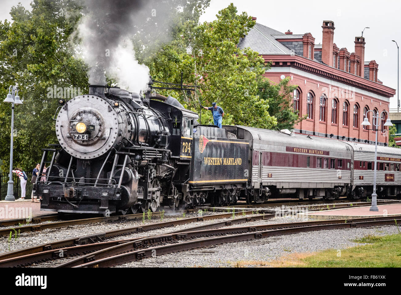 Western Maryland Scenic Railroad Baldwin 2-8-0 No 734, Cumberland Maryland Stock Photo