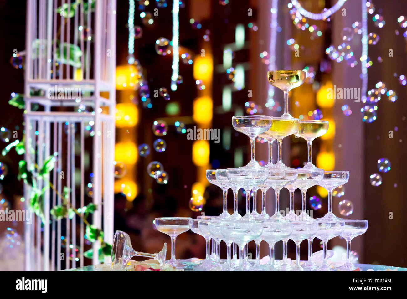 champagne glasses for celebrate wedding Stock Photo - Alamy