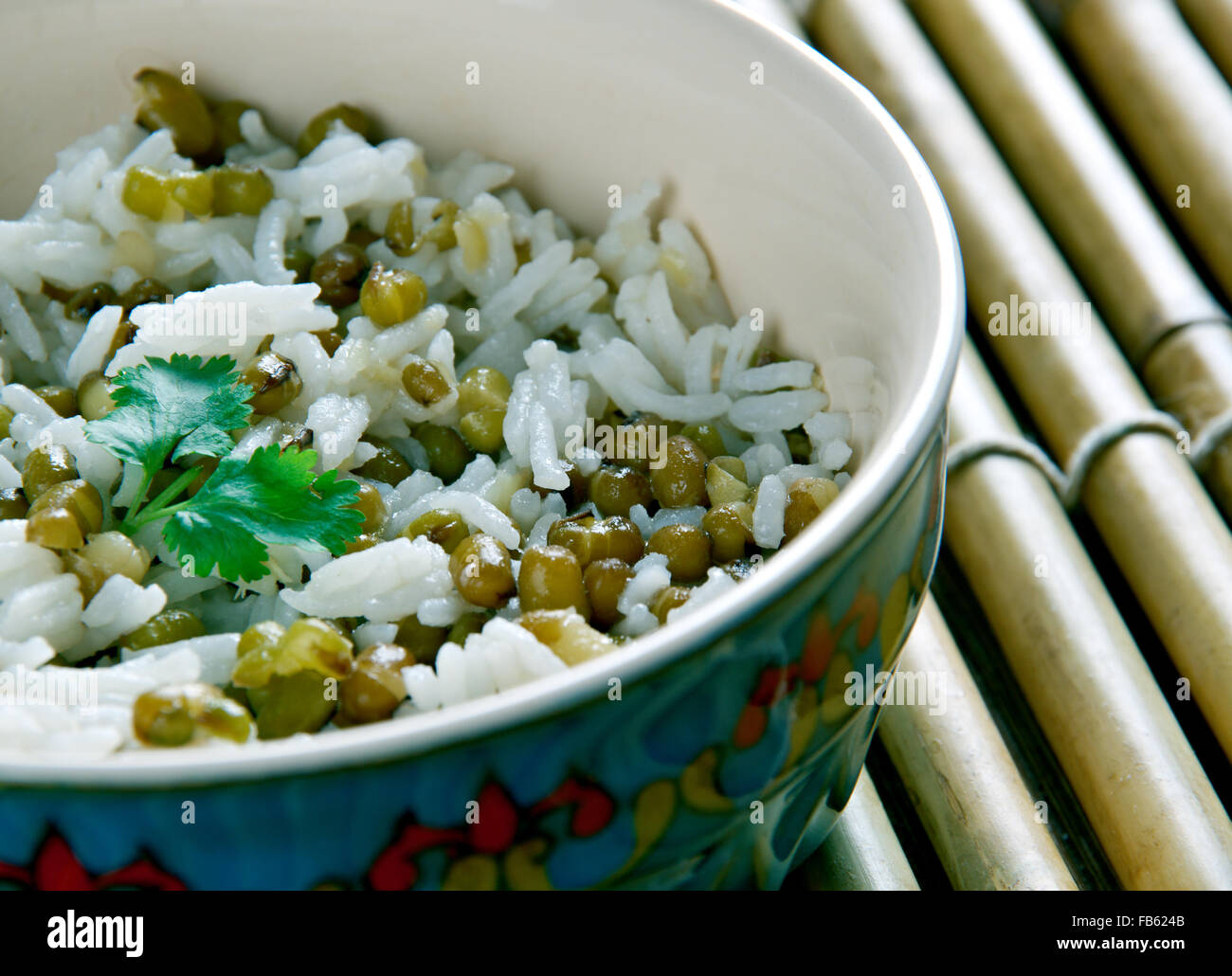 Maash Pulao - mung bean with rice.Afghan Cuisine. Stock Photo