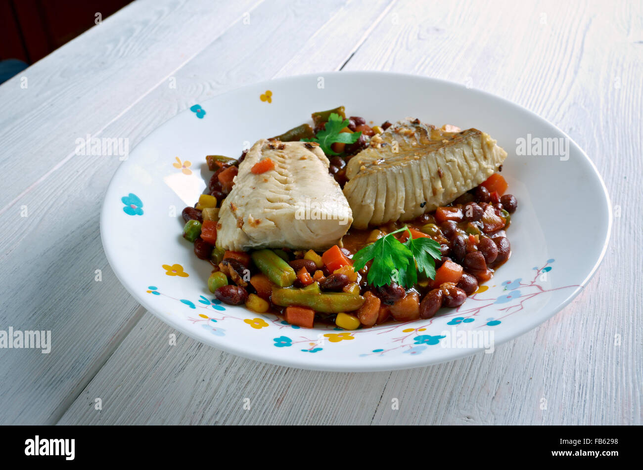 Weeknight Cod Fish Feijoada - West  African cuisine.far away as the one we made for Brazil. Stock Photo