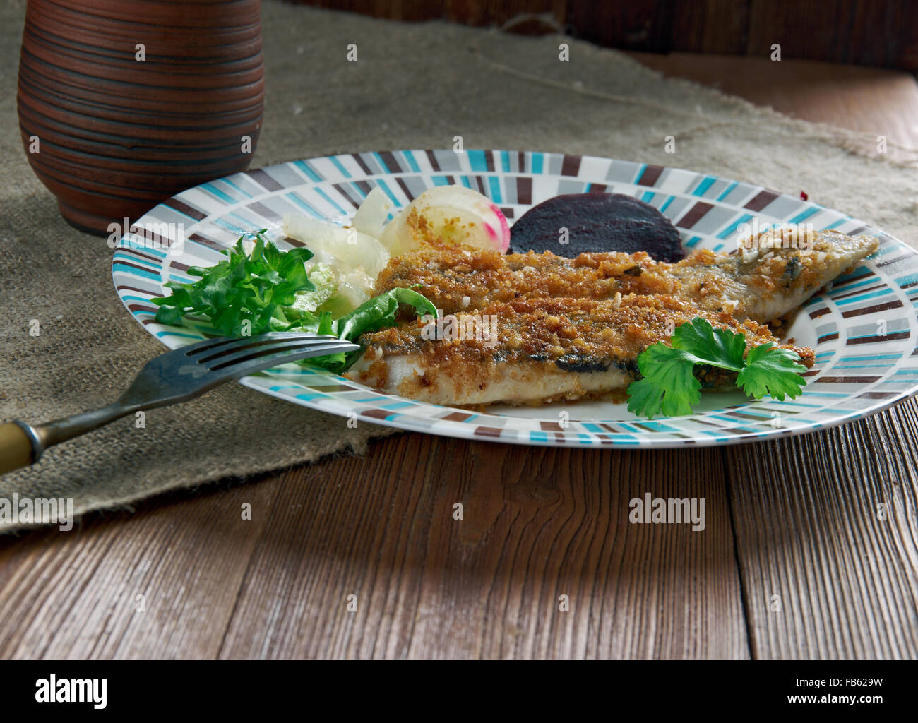 Scottish Herring . Fried fish in Oatmeal Stock Photo Alamy