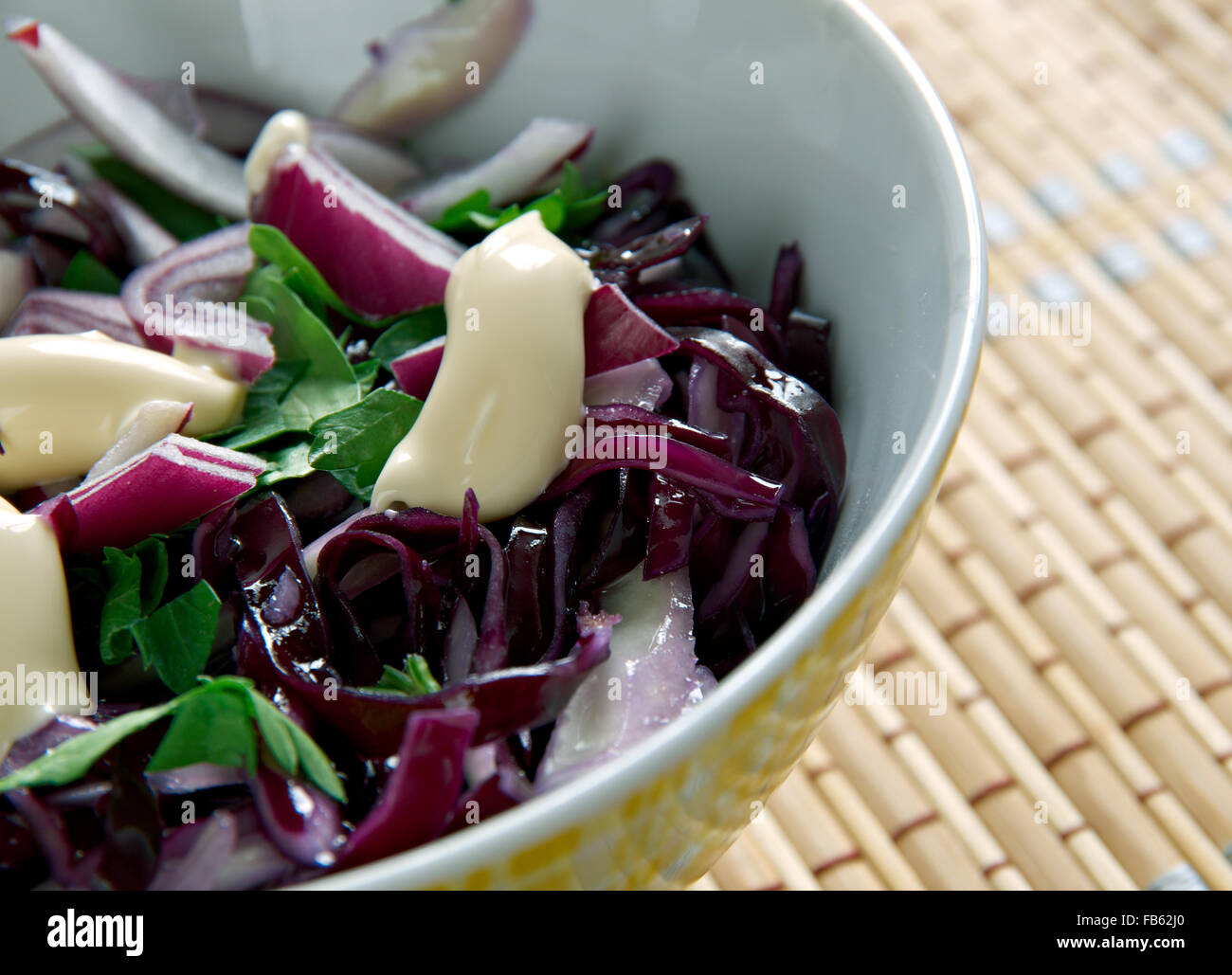 Light Creamy Coleslaw. buttermilk and mayonnaise chopped cabbage Stock