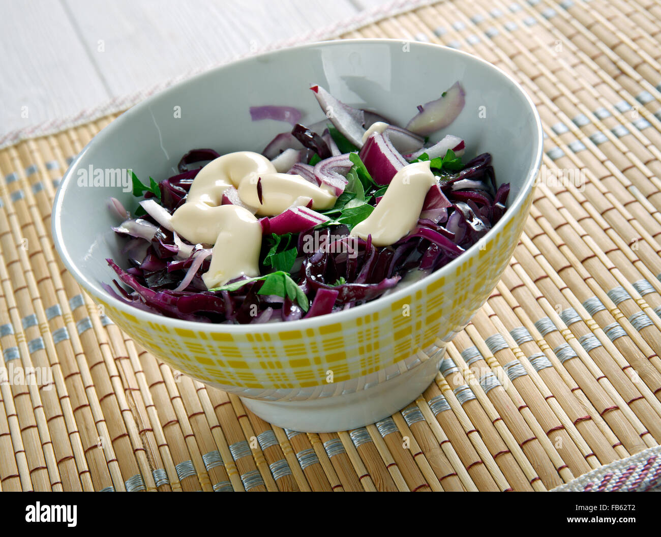 Light Creamy Coleslaw. buttermilk and mayonnaise chopped cabbage Stock
