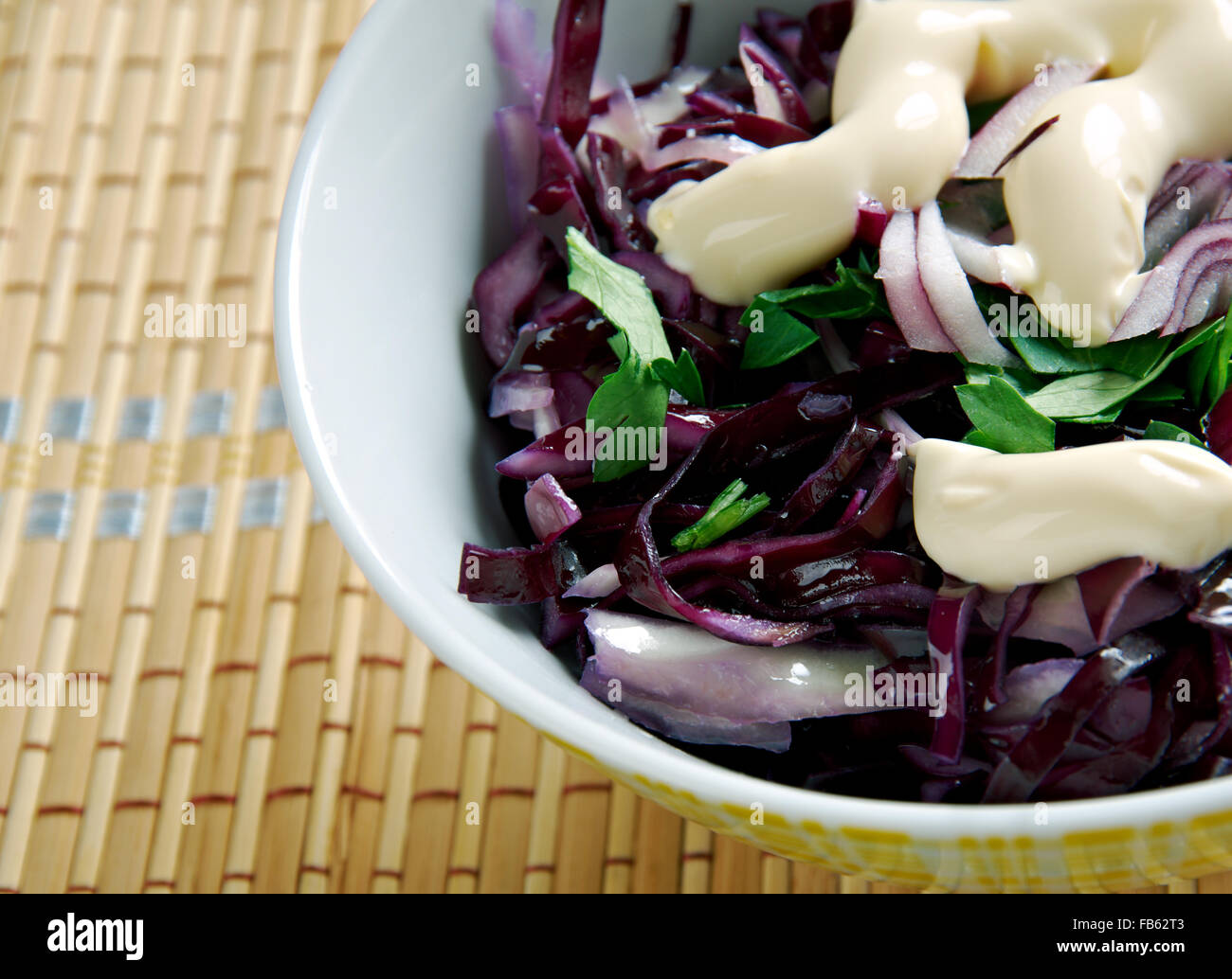 Light Creamy Coleslaw. buttermilk and mayonnaise chopped cabbage Stock