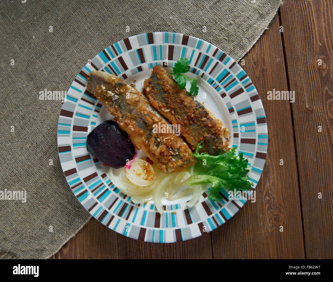 Scottish Herring . Fried fish in Oatmeal Stock Photo Alamy