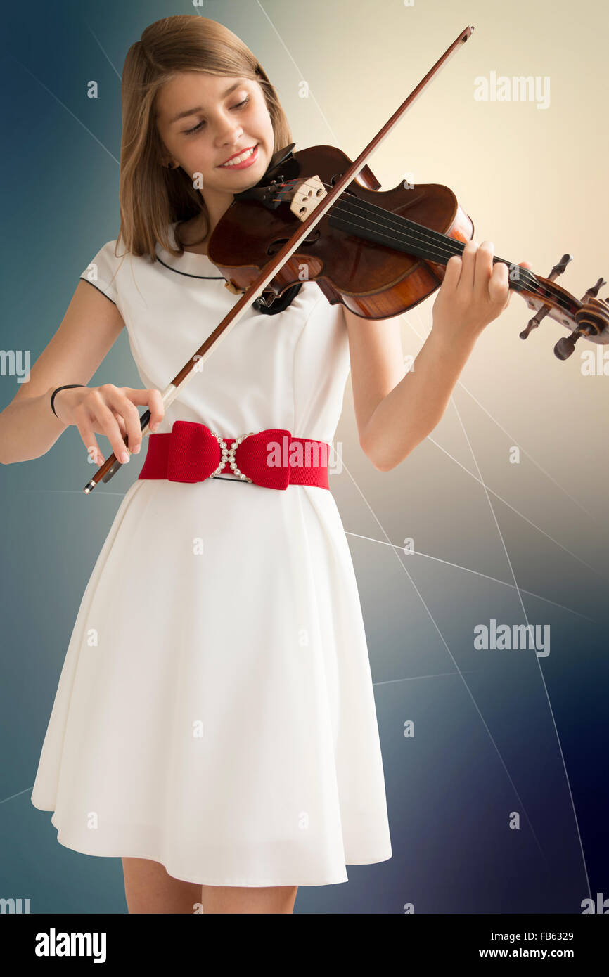 Teenage girl with viola Stock Photo Alamy