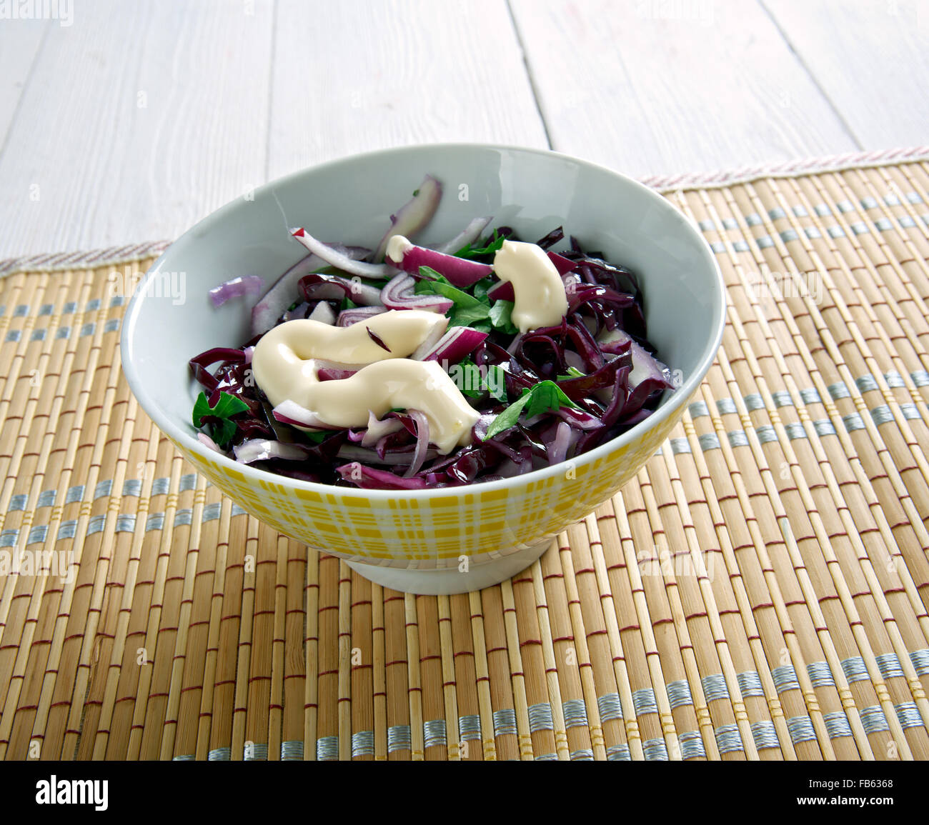 Light Creamy Coleslaw. buttermilk and mayonnaise chopped cabbage Stock