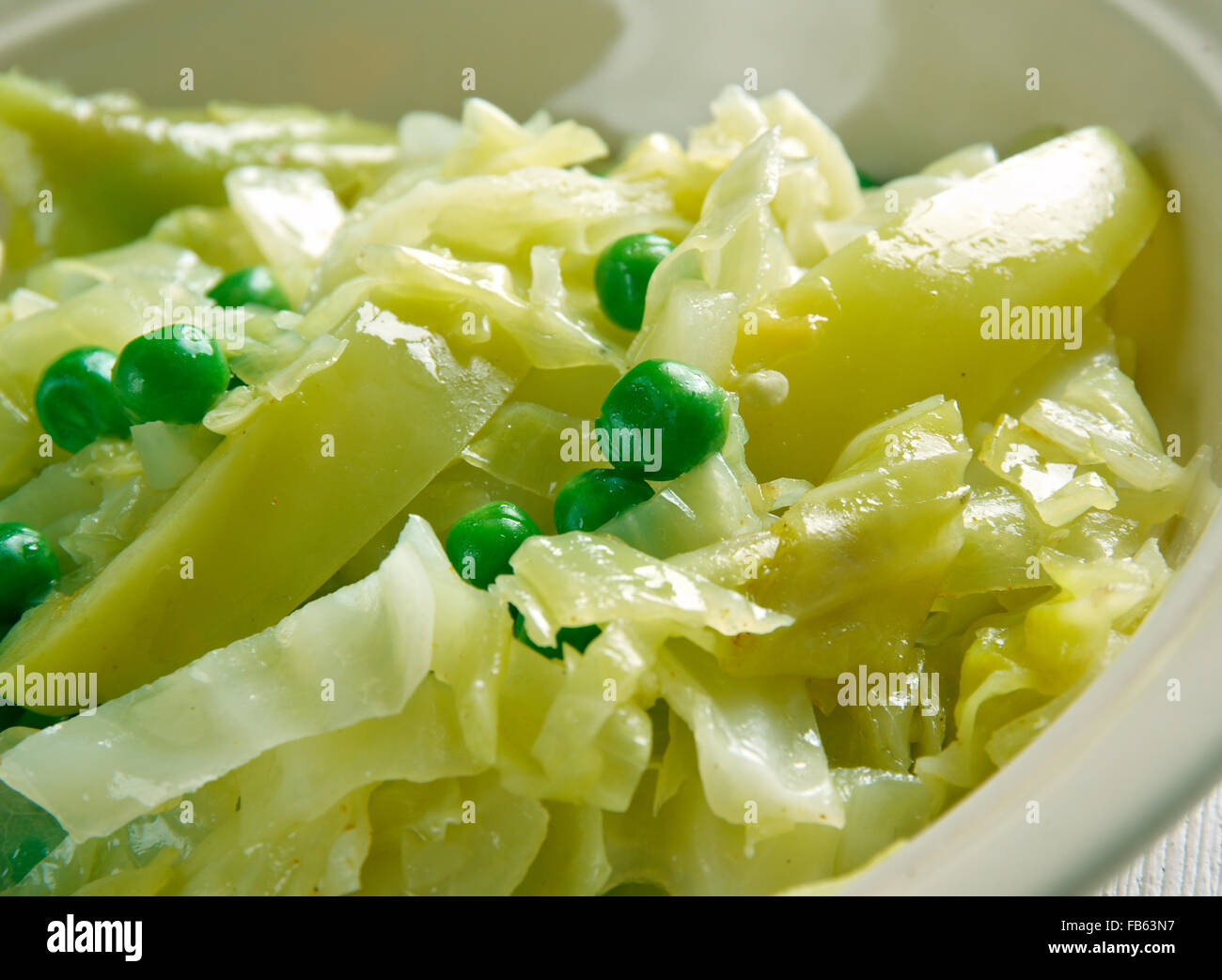 Side Dish For Chapati With Cabbage - Indian kitchen Stock Photo