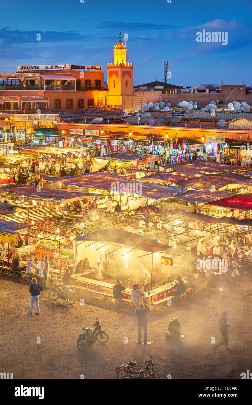 Marrakech Medina - Jemaa el Fna Square in the night, Morocco, Africa Stock Photo