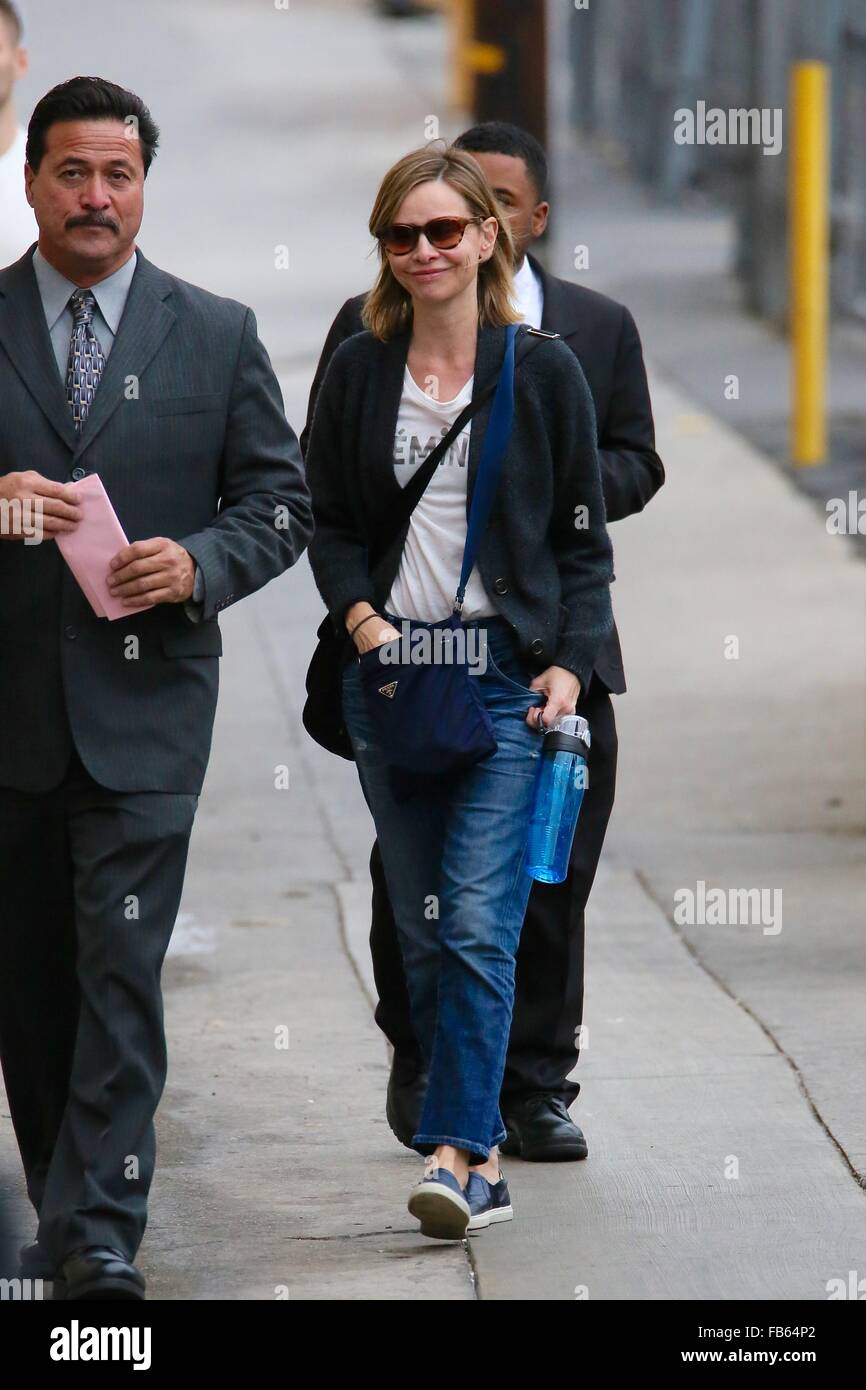 Calista Flockhart seen arriving at the ABC studios for Jimmy Kimmel Live  Featuring: Calista Flockhart Where: Los Angeles, California, United States When: 10 Dec 2015 Stock Photo