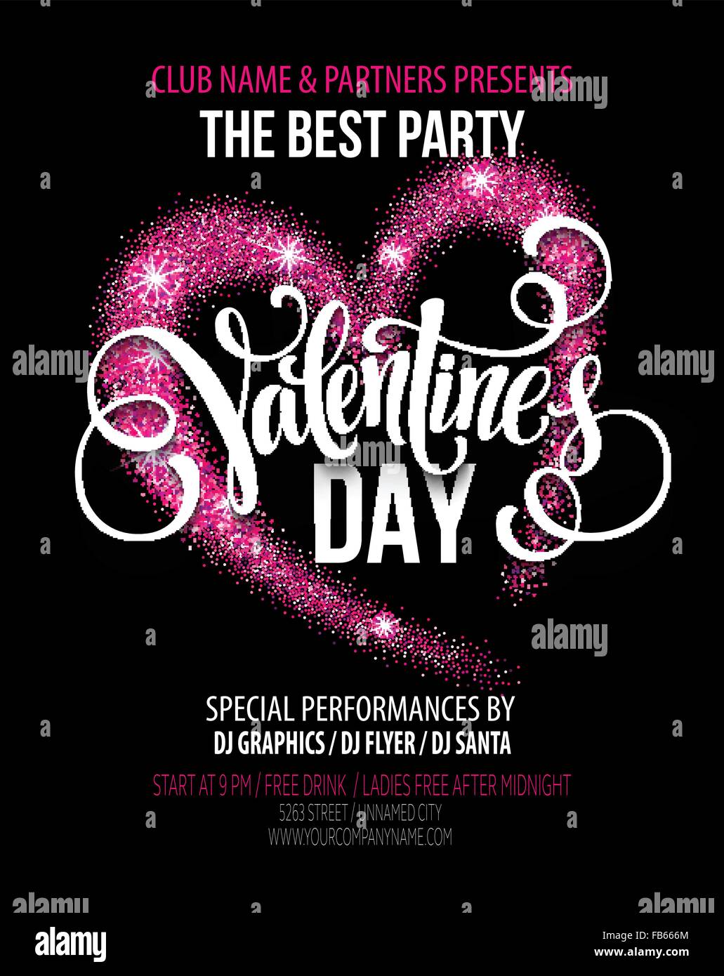 Sparkle glitter Valentines Day heart. Vector illustration Stock Vector ...