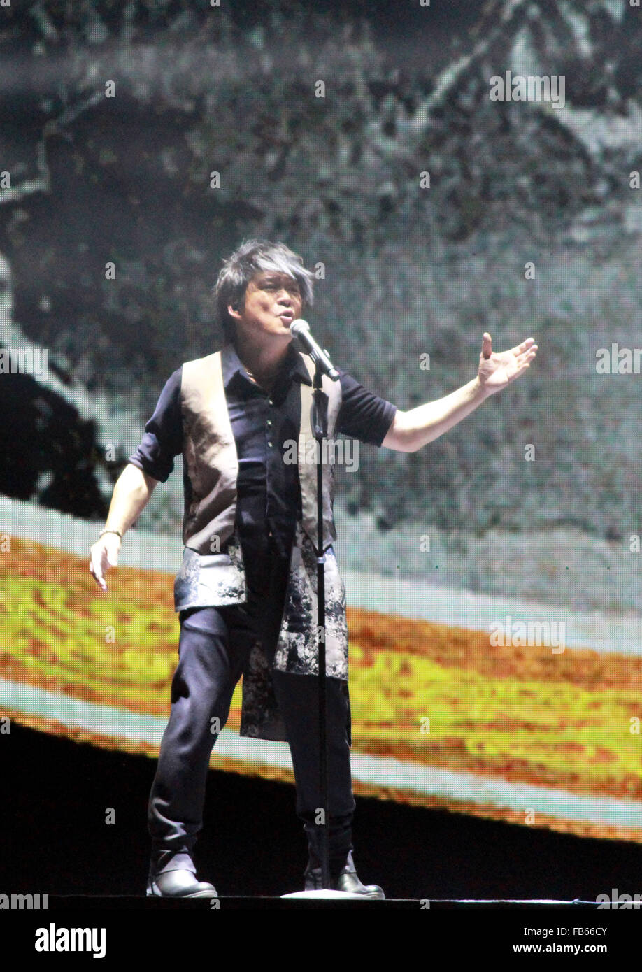 Nanjing, China's Jiangsu Province. 9th Jan, 2016. Singer Emil Wakin Chau performs during his concert in Nanjing, capital of east China's Jiangsu Province, Jan. 9, 2016. © Wang Qiming/Xinhua/Alamy Live News Stock Photo