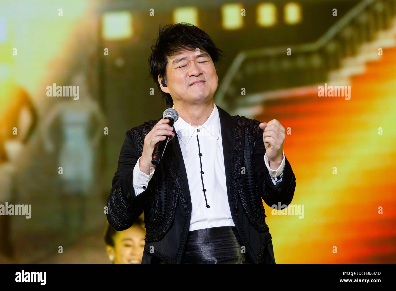 Nanjing, China's Jiangsu Province. 9th Jan, 2016. Singer Emil Wakin Chau performs during his concert in Nanjing, capital of east China's Jiangsu Province, Jan. 9, 2016. © Liu Song/Xinhua/Alamy Live News Stock Photo