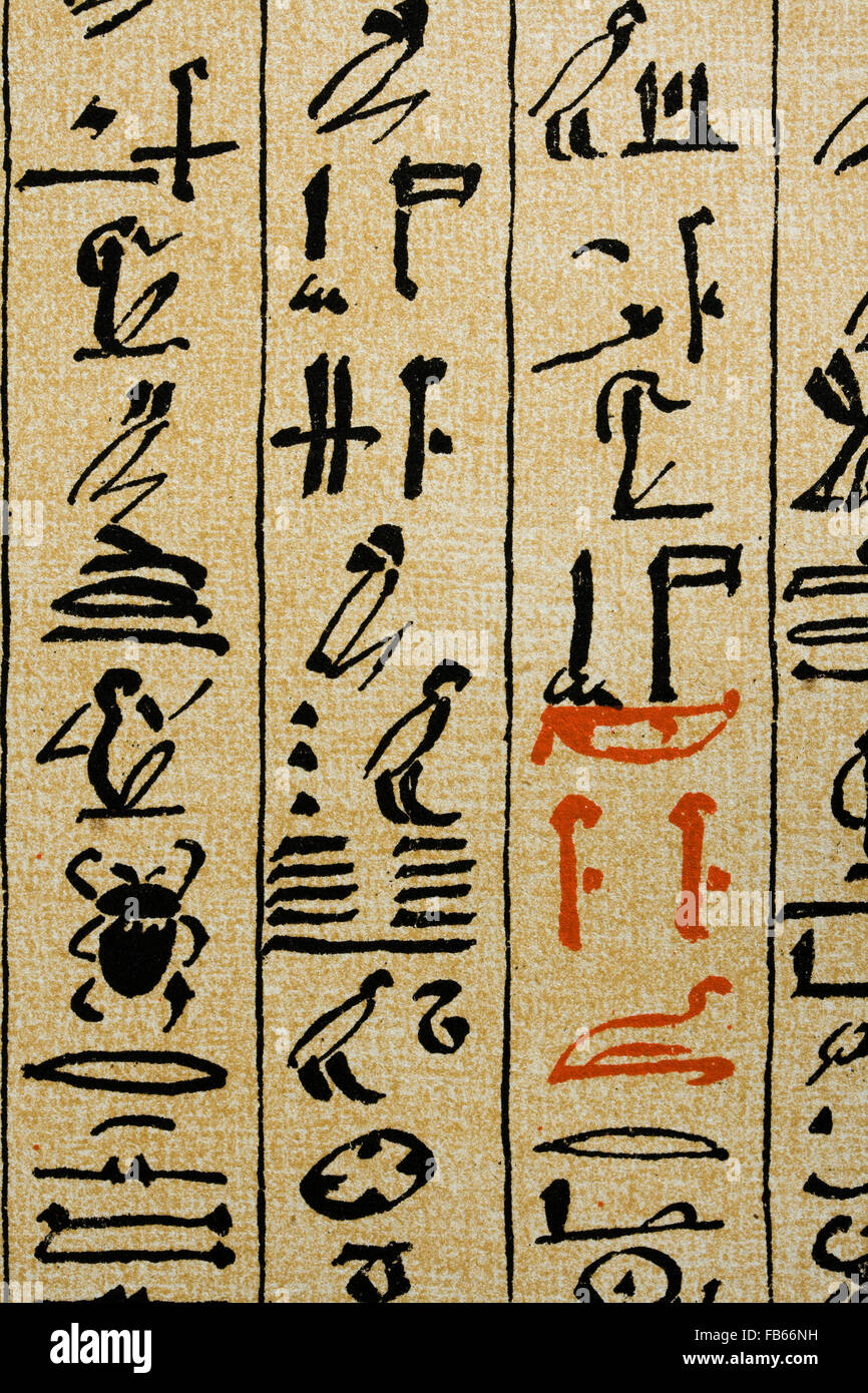 Egyptian hieroglyphic text Stock Photo
