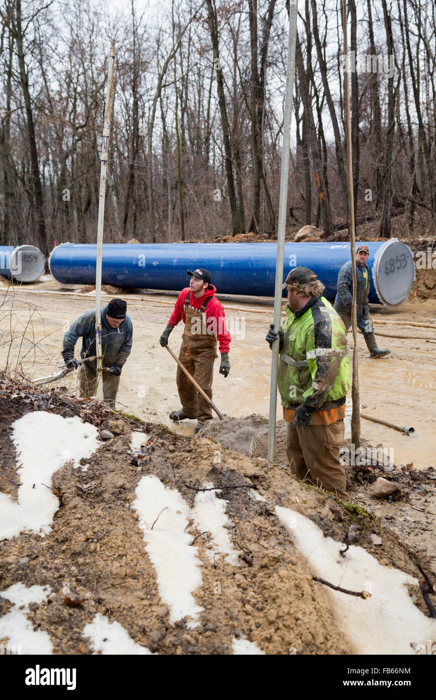 Columbiaville, Michigan - Construction of a water pipeline for Flint, Michigan and surrounding areas. Stock Photo