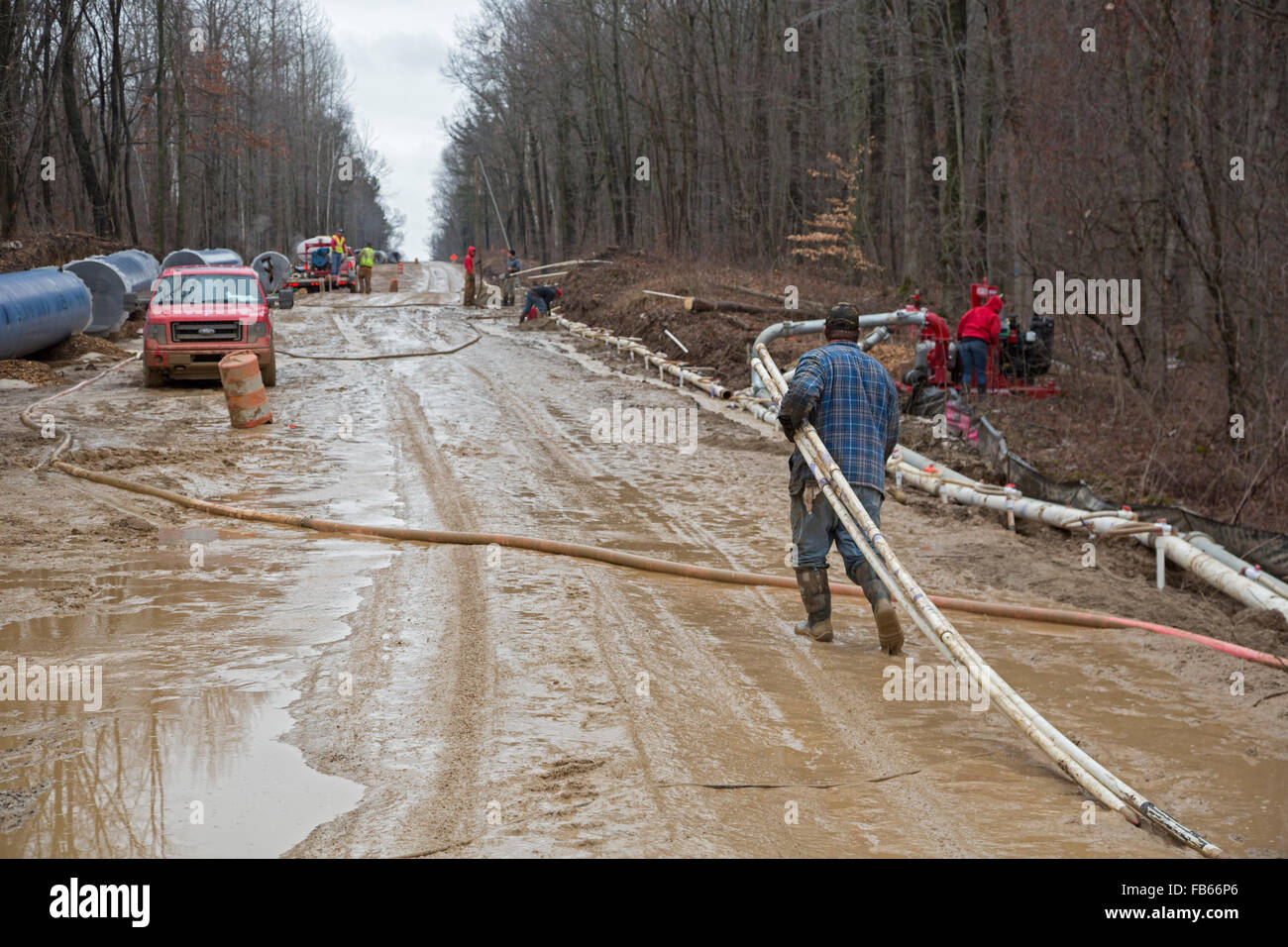 Columbiaville, Michigan - Construction of a water pipeline for Flint, Michigan and surrounding areas. Stock Photo