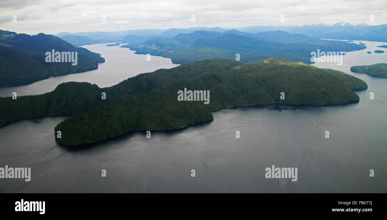 Aerial scenery during a sightseeing flight over the beautiful Misty Fjords near Ketchikan, Alaska Stock Photo