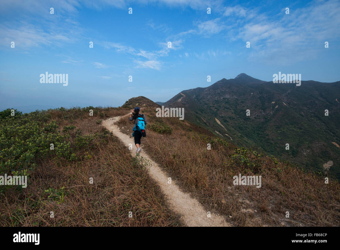Heading to the summit of Sharp Peak, Sai Kung, Hong Kong Stock Photo