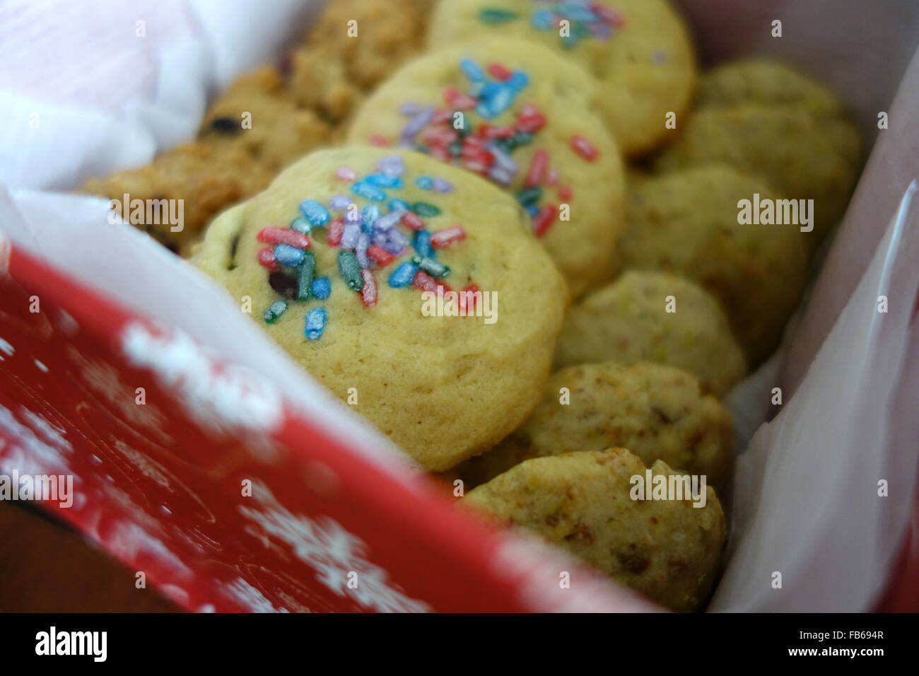 Holiday cookies in a gift box Stock Photo