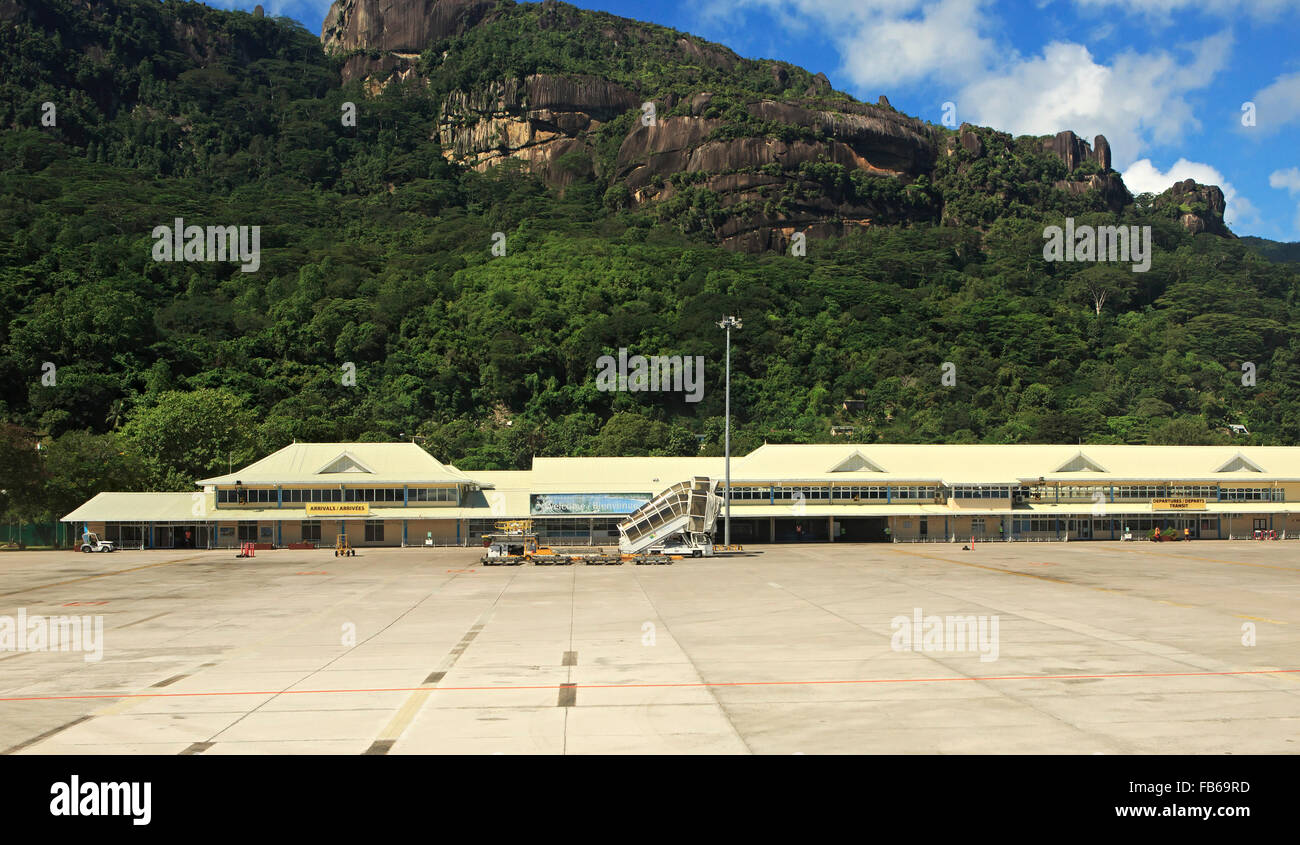 Seychelles International Airport on the Mahe Island. Stock Photo