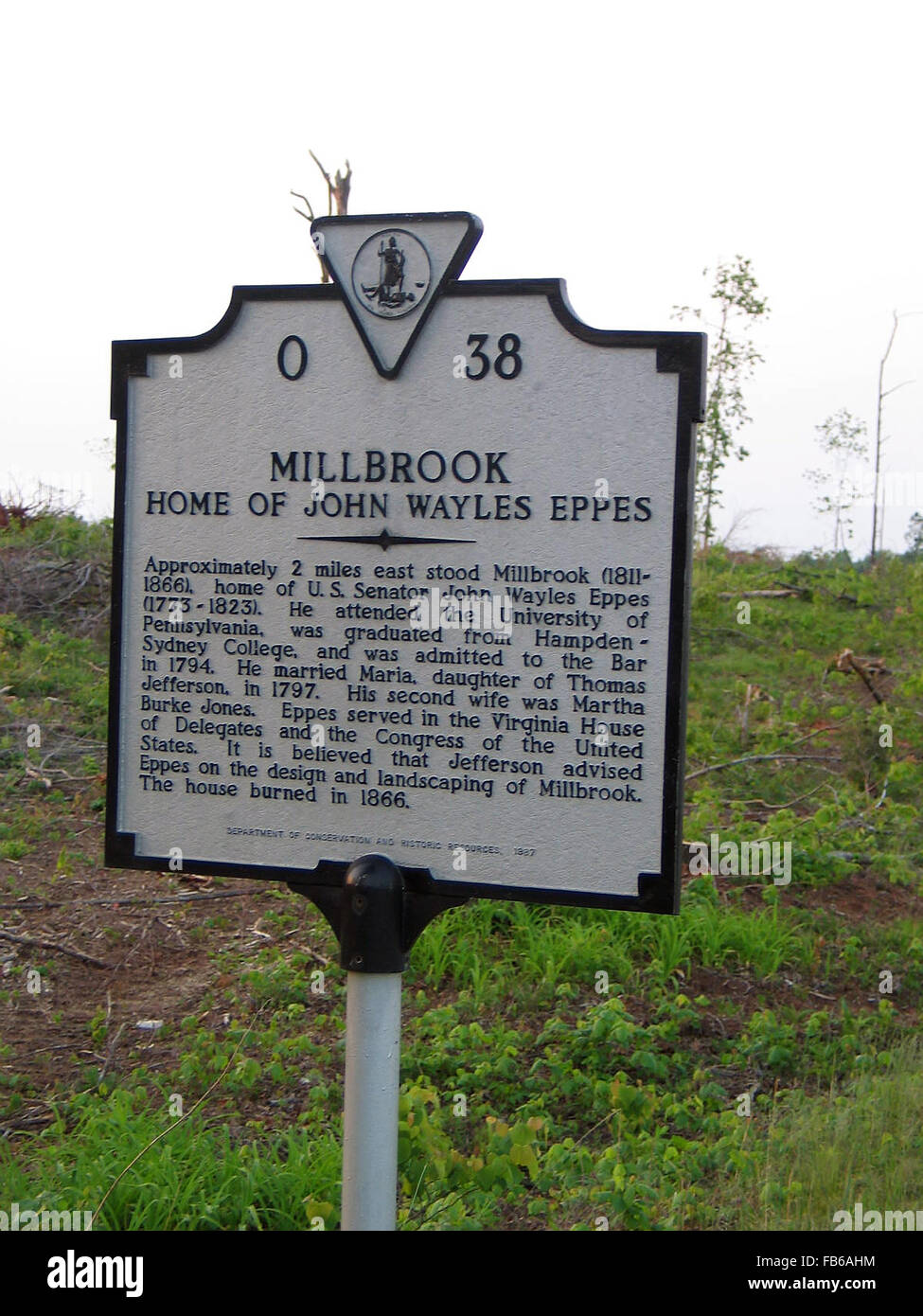 MILLBROOK HOME OF JOHN WAYLES EPPES Approximately 2 miles east stood