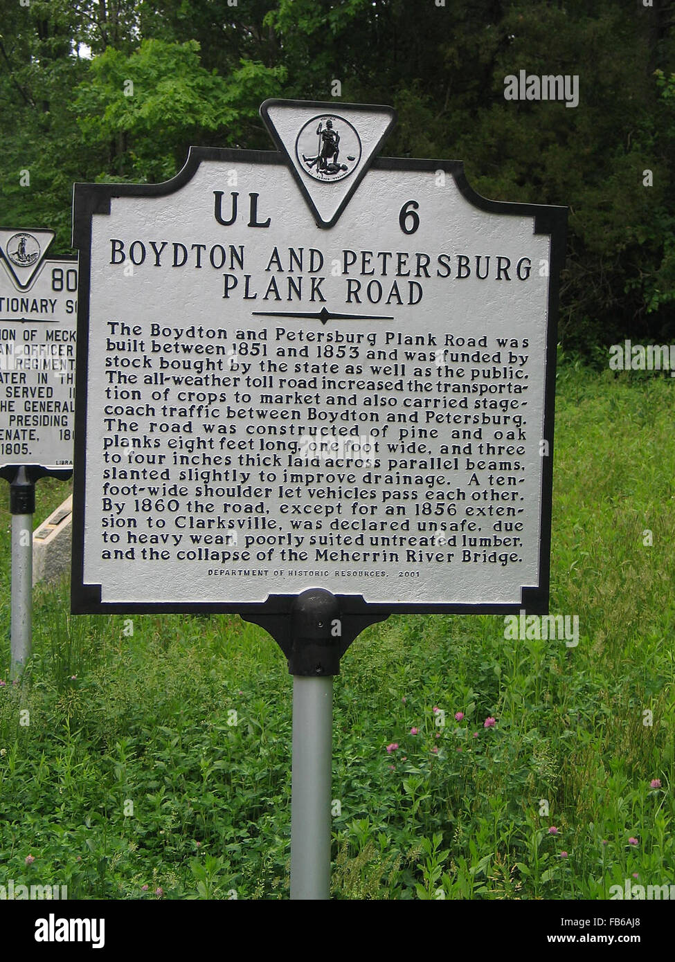 BOYDTON AND PETERSBURG PLANK ROAD  The Boydton and Petersburg Plank Road was built between 1851 and 1853 and was funded by Stock Photo