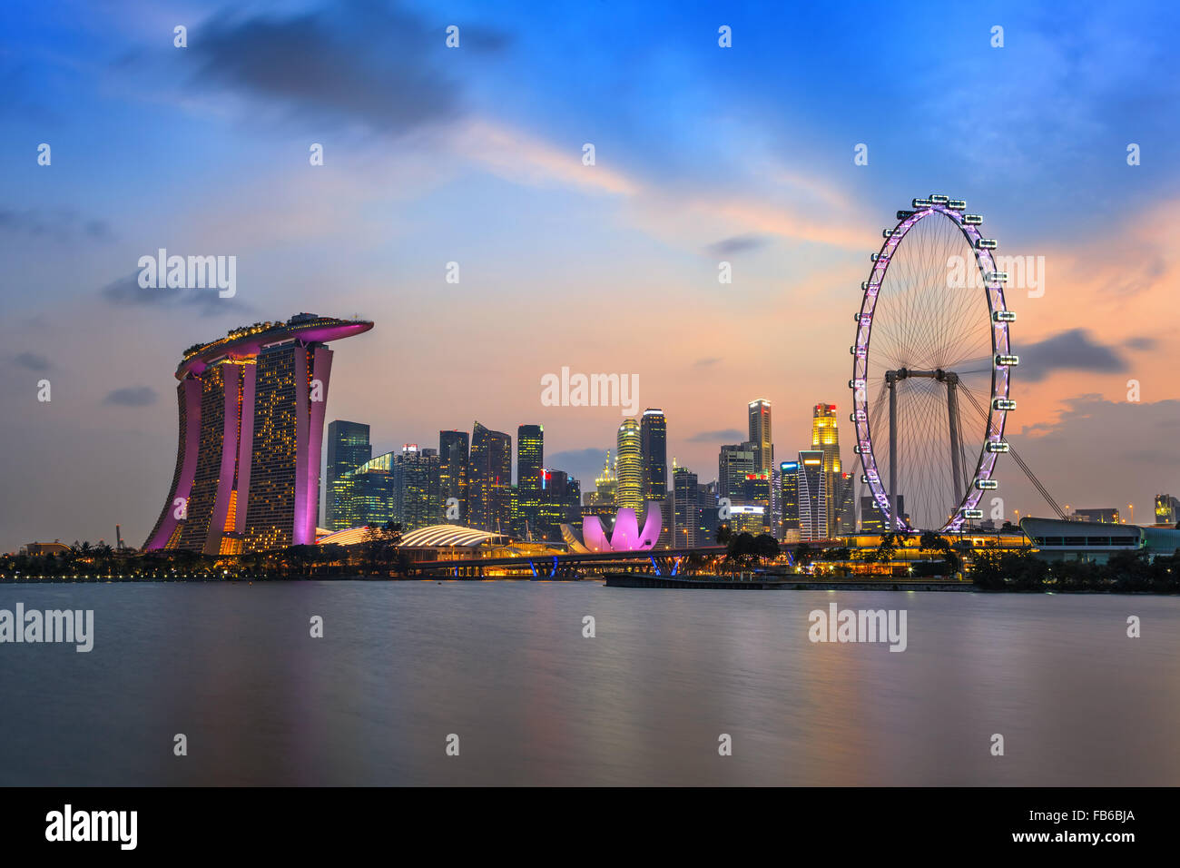 Singapore city skyline at Marina Bay Stock Photo