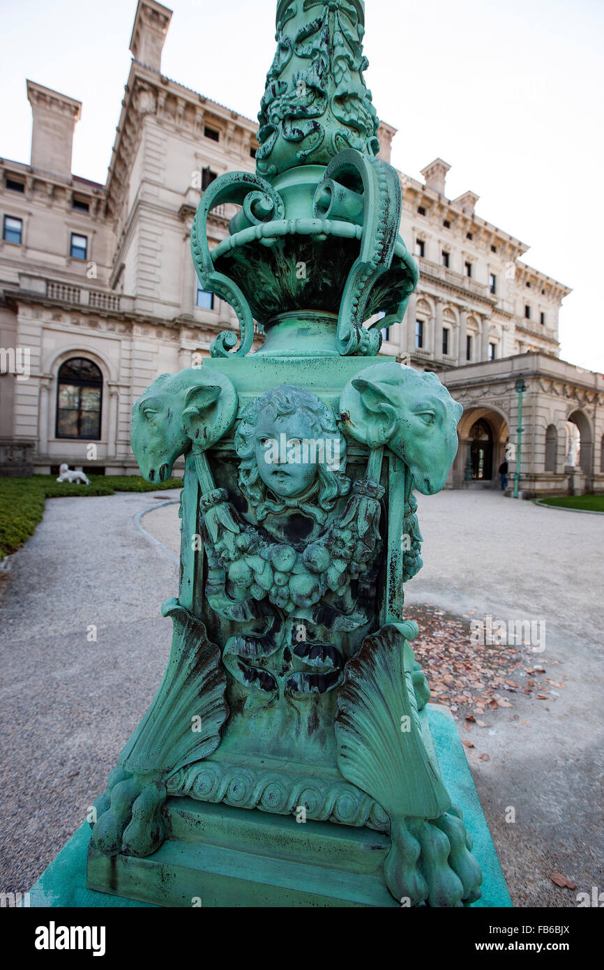 Detailed view of an exterior lamp post, The Breakers, Newport, Rhode Island, United States of America Stock Photo