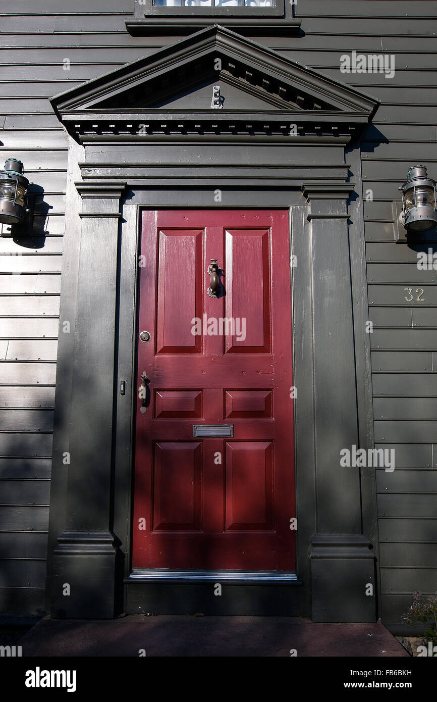 Red colonial door, Newport, Rhode Island, United States of America