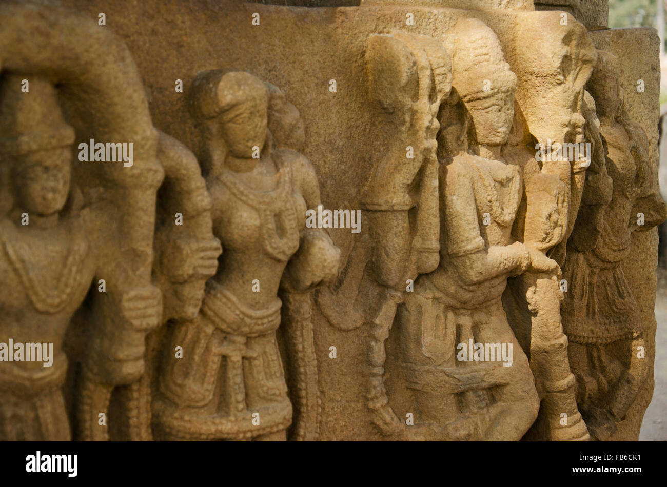 Carved figure, Ramappa Temple, Palampet, Warangal, Telangana, India Stock Photo