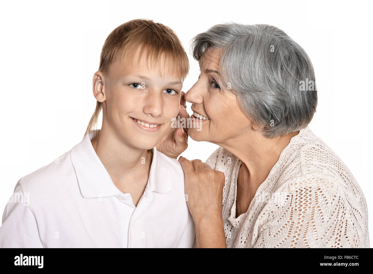 Young boy and his grandmother Stock Photo