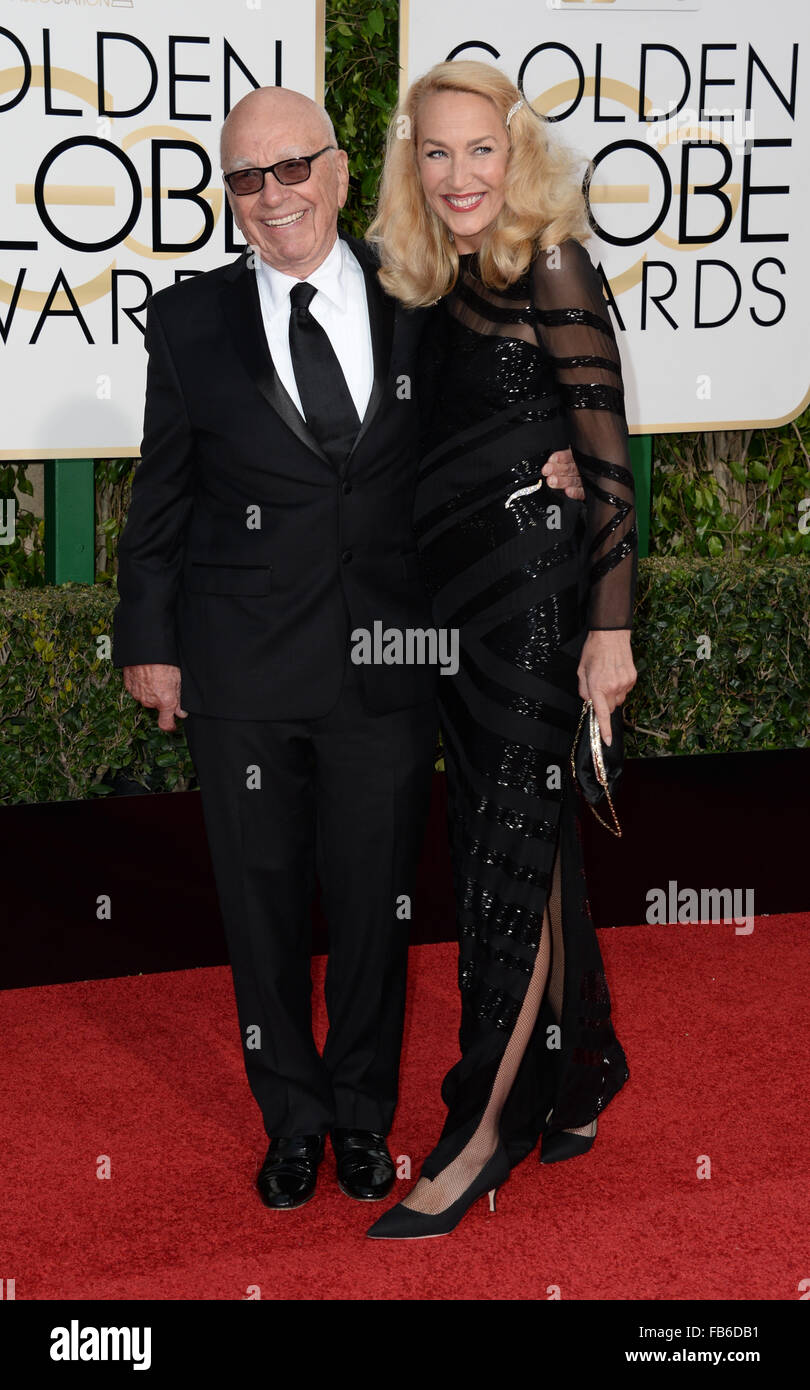 Los Angeles, California, USA. 10th January, 2016. Rupert Murdoch and Jerry Hall arrives at the Golden Globes, Los Angeles, CA Credit:  Sydney Alford/Alamy Live News Stock Photo