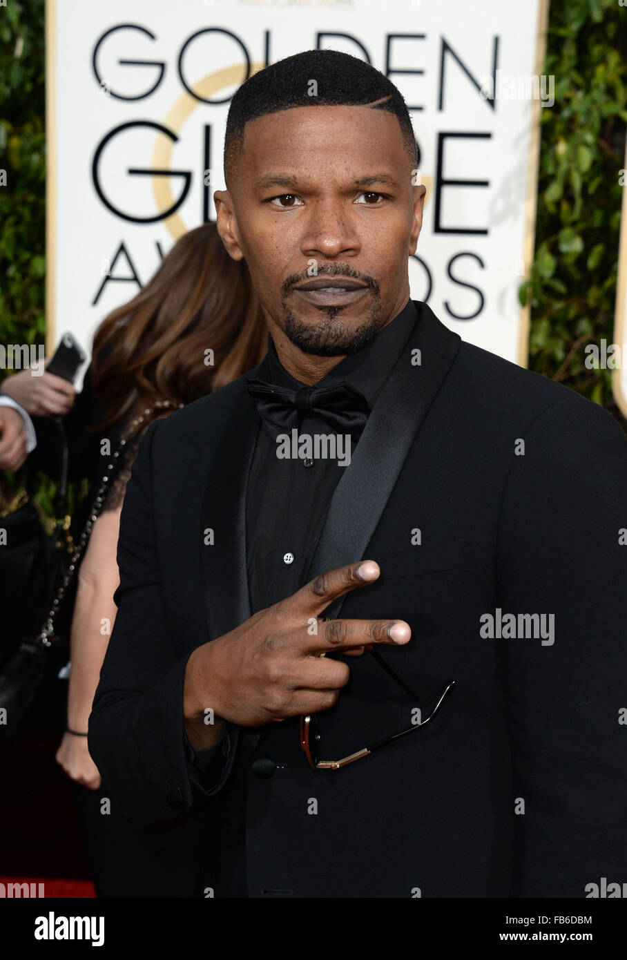 Los Angeles, California, USA. 10th January, 2016. Jamie Foxx arrives at the Golden Globes, Los Angeles, CA Credit:  Sydney Alford/Alamy Live News Stock Photo