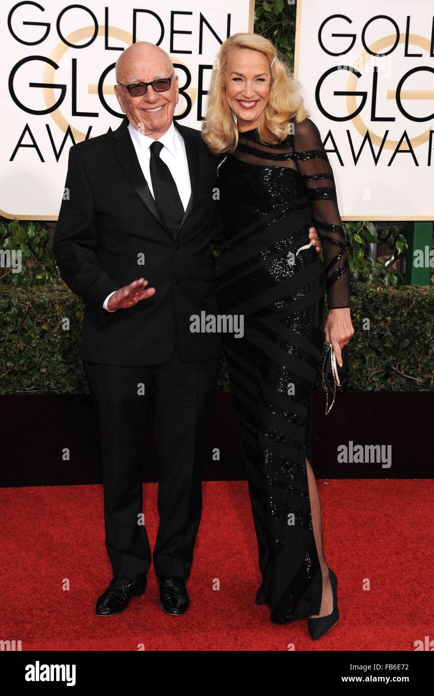 Beverly Hills, CA. 10th Jan, 2016. Rupert Murdoch, Jerry Hall at arrivals for 73rd Annual Golden Globe Awards 2015 - ARRIVALS 3, The Beverly Hilton Hotel, Beverly Hills, CA January 10, 2016. Credit:  Dee Cercone/Everett Collection/Alamy Live News Stock Photo
