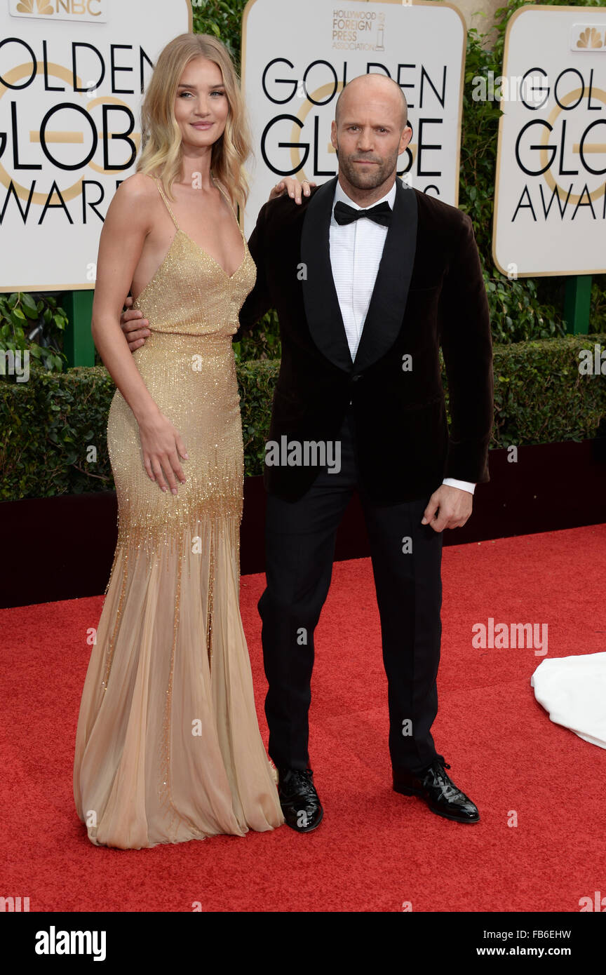 Los Angeles, California, USA. 10th January, 2016. Jason Statham and Rosie Huntington-Whiteley  arrives at the Golden Globes, Los Angeles, CA Credit:  Sydney Alford/Alamy Live News Stock Photo