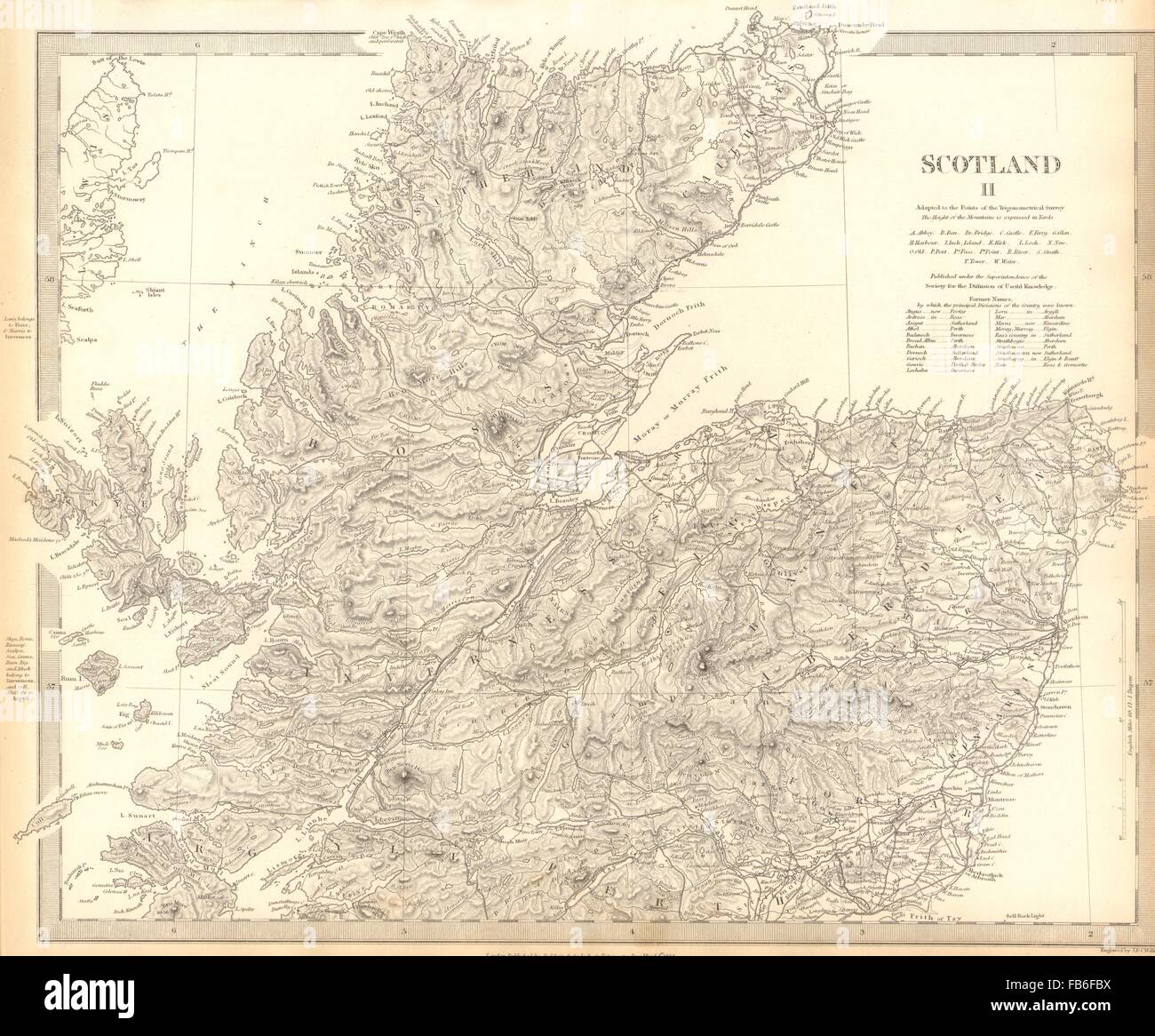 SCOTLAND NORTH: Shows castles & kirks. Inset former county names.SDUK, 1848 map Stock Photo