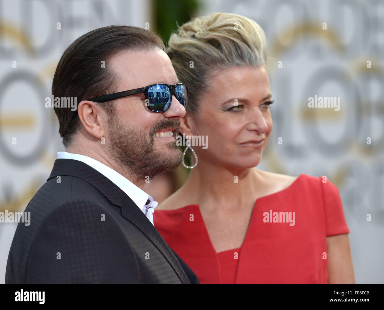 Los Angeles, California, USA. 10th January, 2016. Ricky Gervais arrives