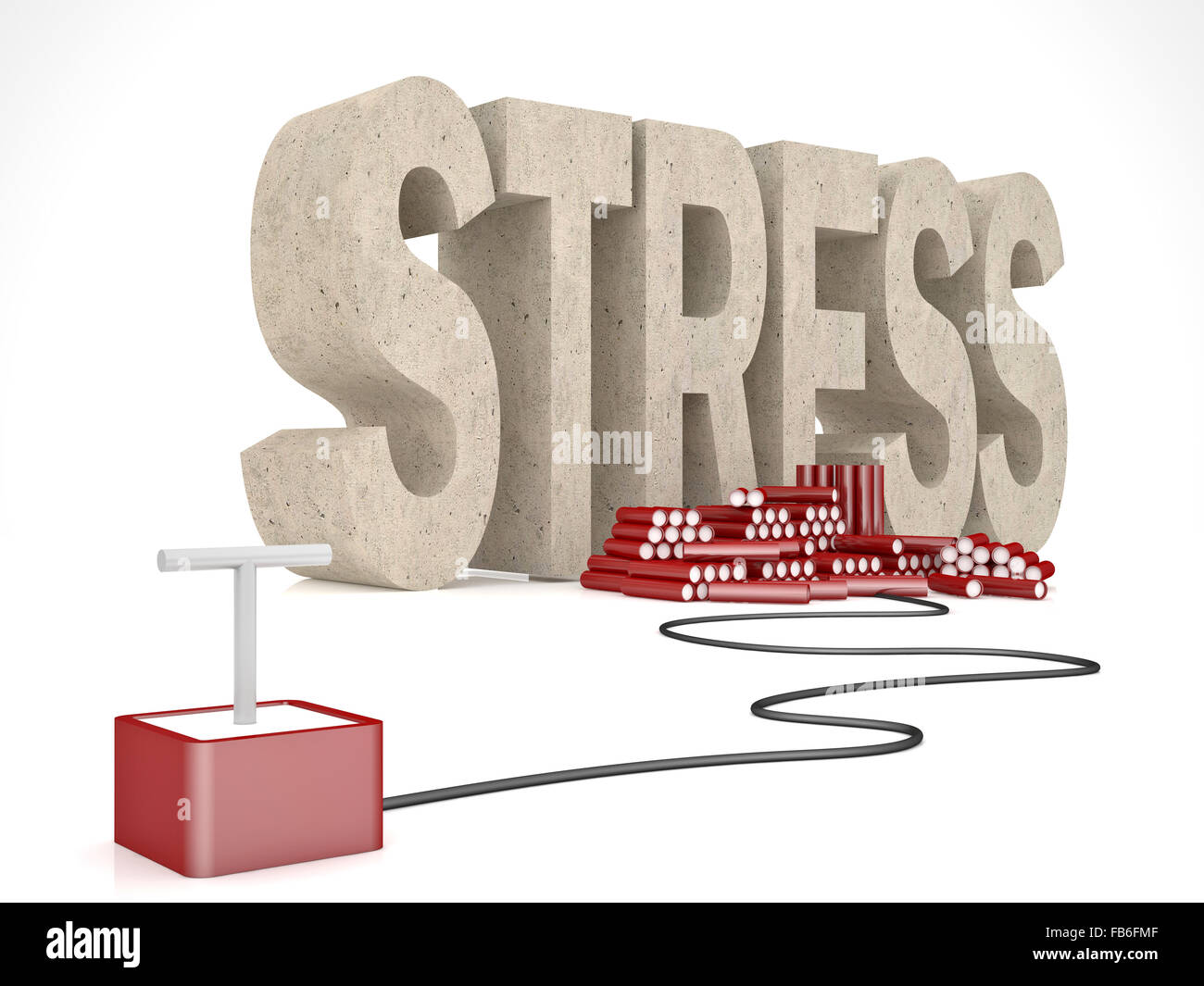3d stress word and tnt solution Stock Photo