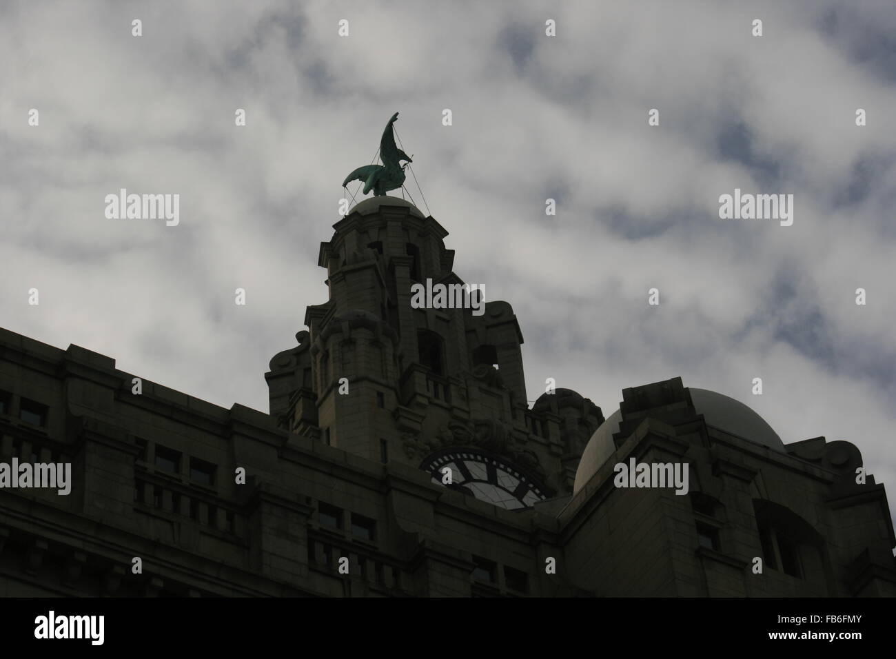 Liver Bird against the Liverpool sky Stock Photo