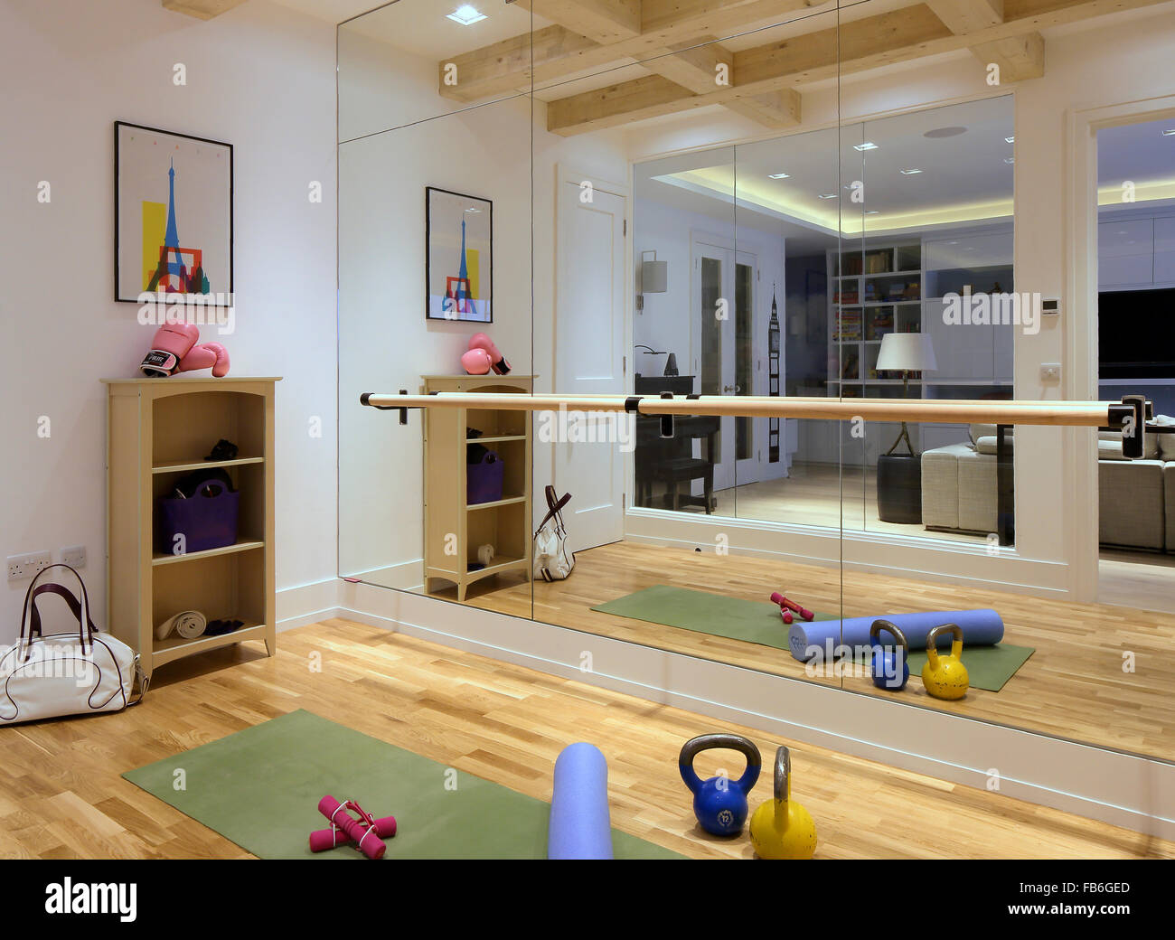 Home gym. Private Home North London, London, United Kingdom. Architect