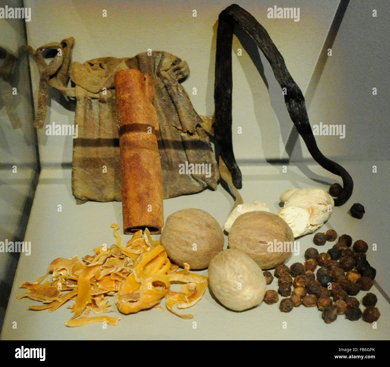 Herbs and spices used in food in the Middle Ages. Scandinavia. Medieval Museum. Stockholm. Sweden. Stock Photo
