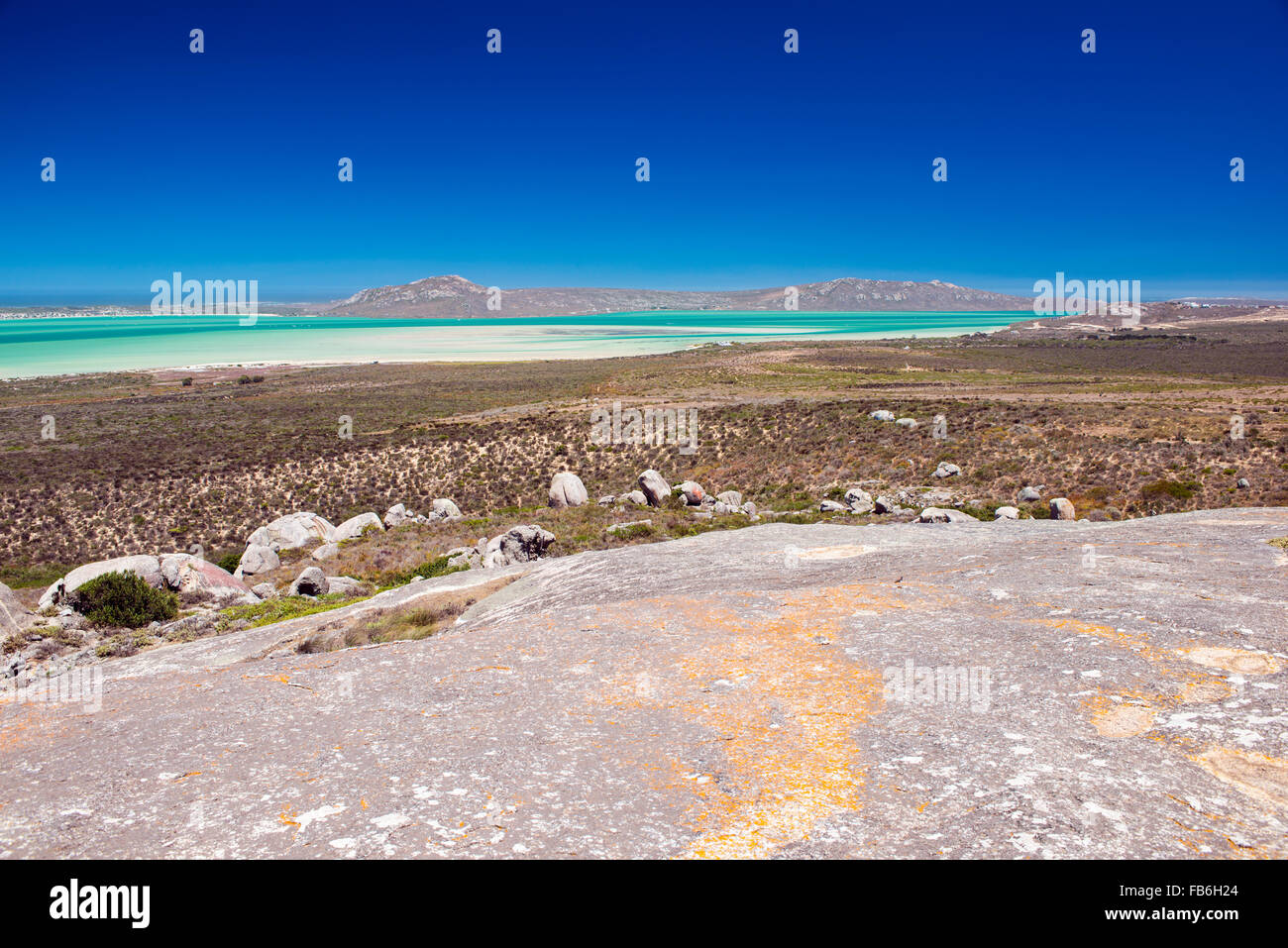 Langebaan Lagoon as seen from Seeberg View Point in the West Coast National Park, South Africa Stock Photo