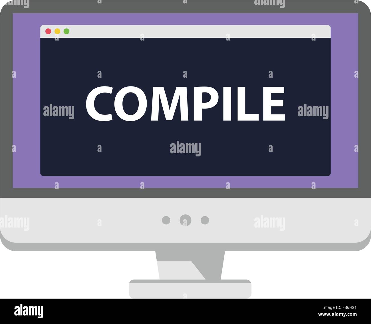 Vector illustration computer screen showing compile heading Stock Vector