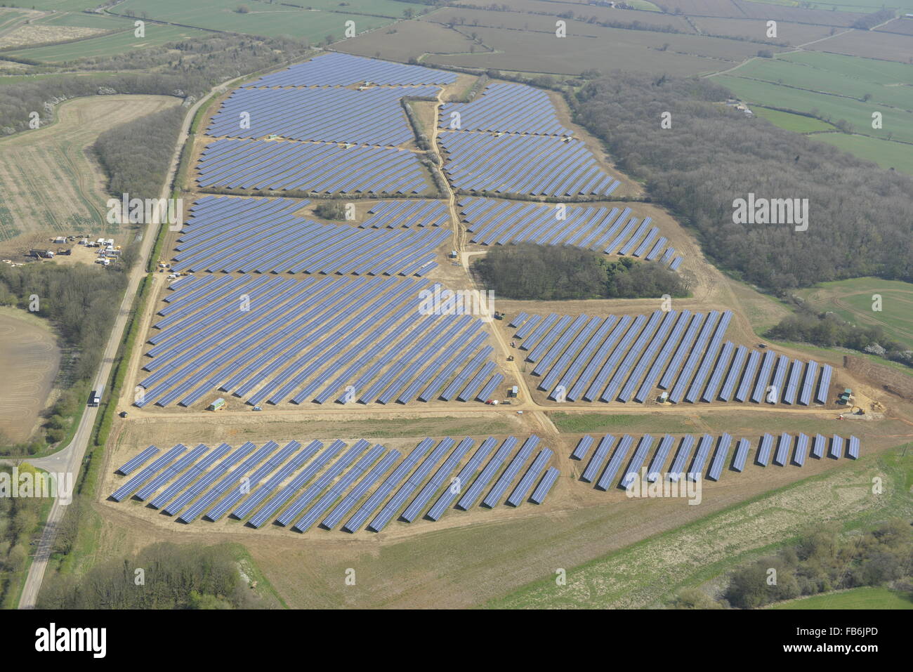 An aerial view of a solar farm in Leicestershire Stock Photo
