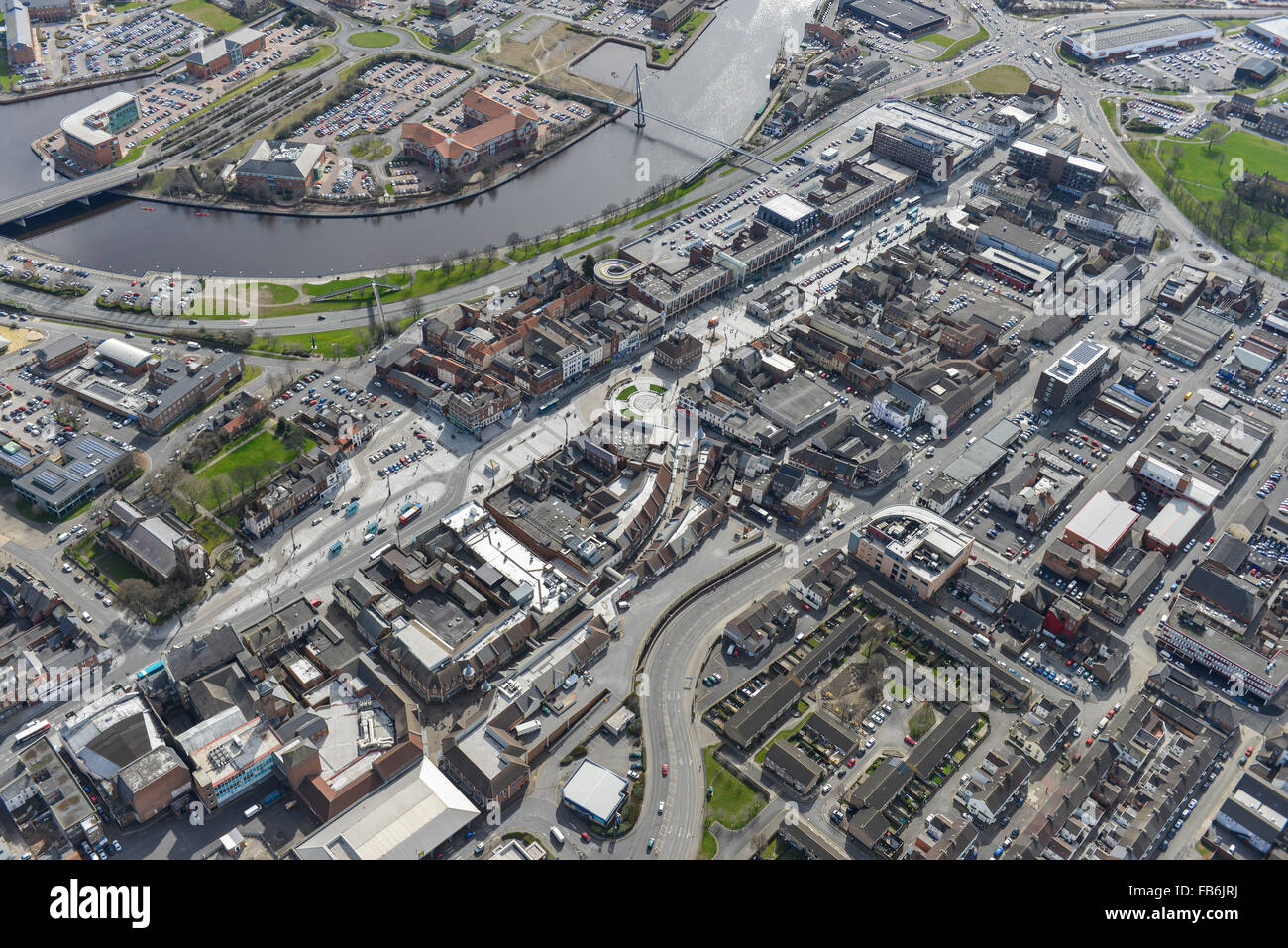 An aerial view of the town centre and shopping precinct area of Stockton on Tees Stock Photo Alamy
