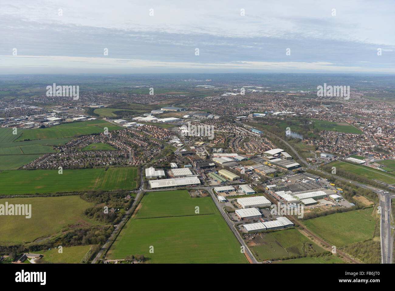 An aerial view of the Lowmoor Business Park in Sutton in Ashfield, Nottinghamshire Stock Photo