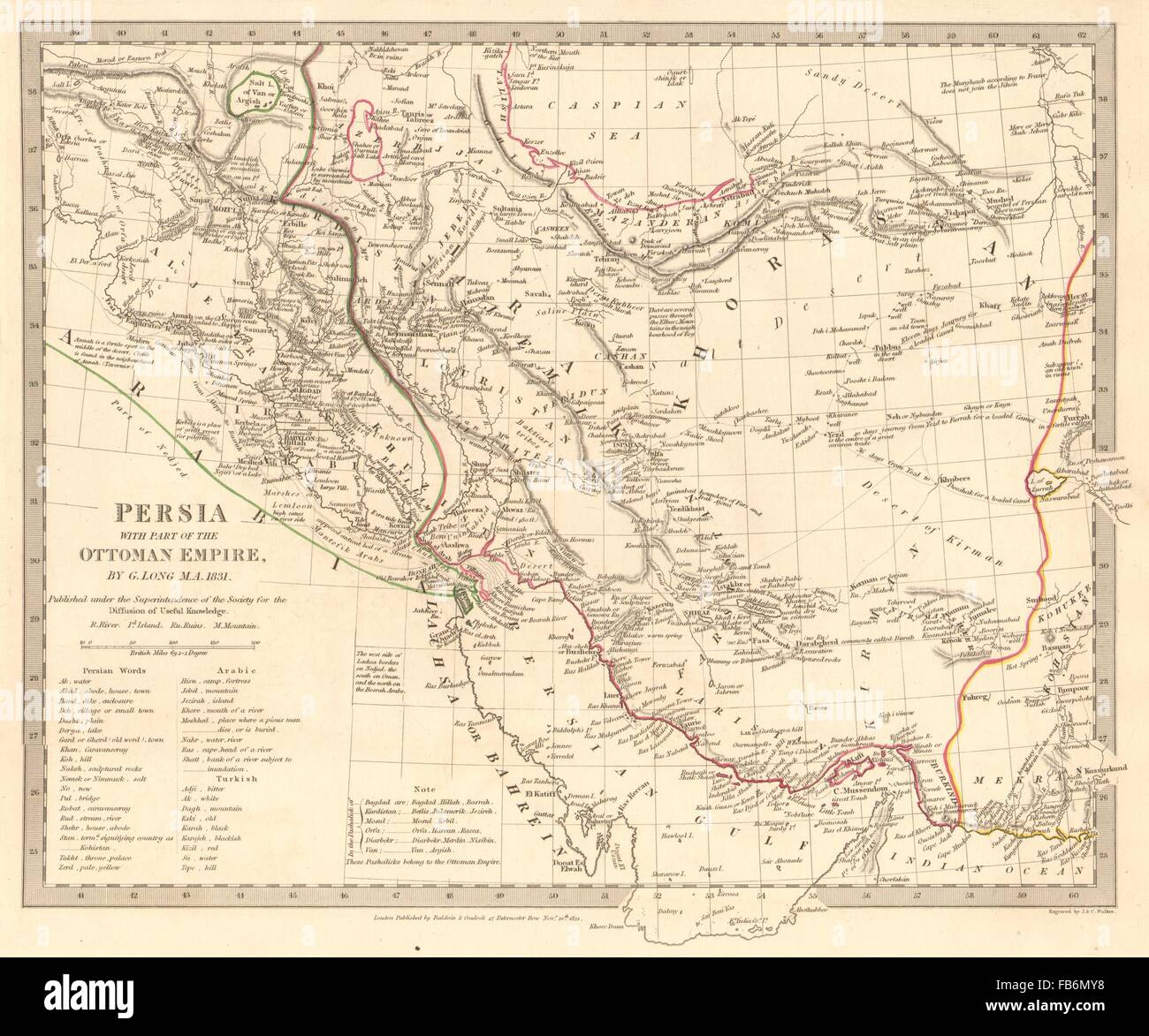 PERSIA (IRAN) : With part of the Ottoman Empire. Iraq. SDUK, 1848 antique map Stock Photo